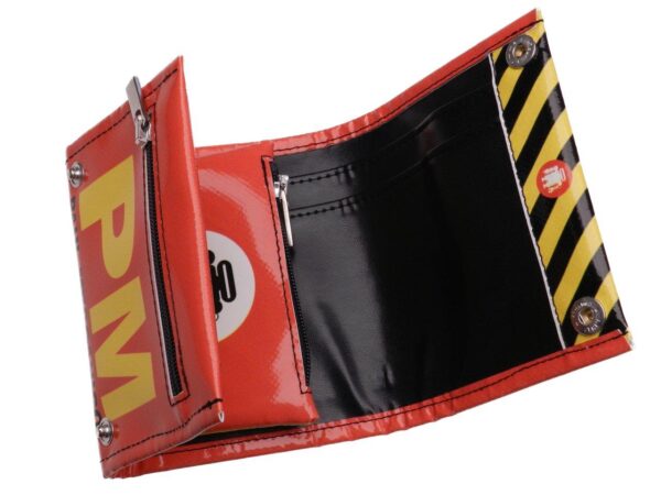 UNISEX WALLET RED COLOUR "DANGER ZONE". MODEL TREK MADE OF LORRY TARPAULIN. - Paul Meccanico