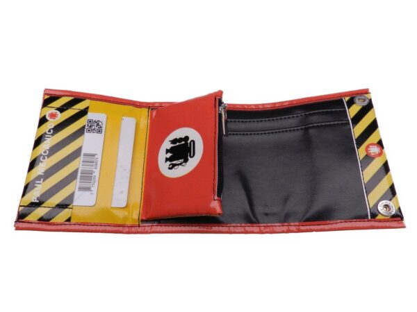 UNISEX WALLET RED COLOUR "DANGER ZONE". MODEL TREK MADE OF LORRY TARPAULIN. - Paul Meccanico