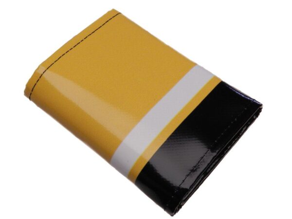 UNISEX WALLET YELLOW, WHITE AND BLACK COLOURS. MODEL TREK MADE OF LORRY TARPAULIN. - Paul Meccanico
