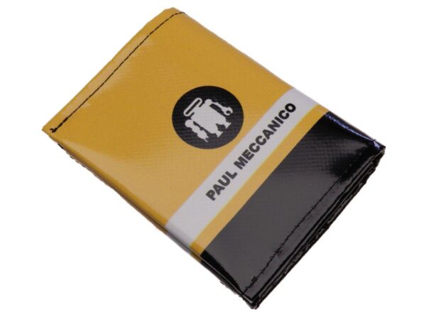 UNISEX WALLET YELLOW, WHITE AND BLACK COLOURS. MODEL TREK MADE OF LORRY TARPAULIN. - Paul Meccanico