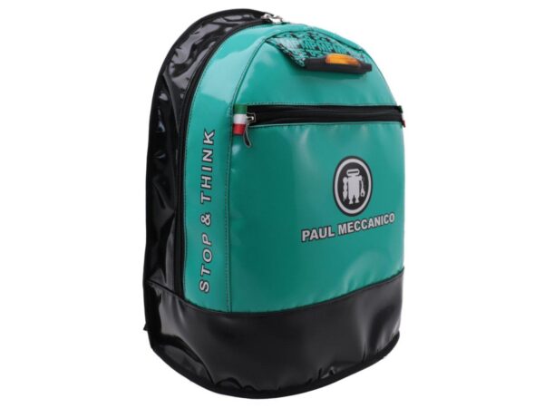 SEA GREEN AND BLACK BACKPACK PAUL MECCANICO. MODEL SUPER MADE OF LORRY TARPAULIN. - Limited Edition Paul Meccanico