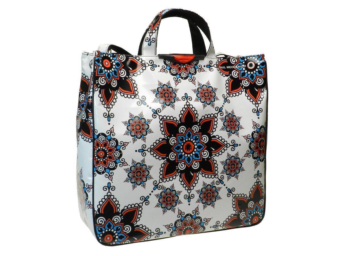 WHITE MAXI TOTE BAG WITH MAXI MANDALA - Paul Meccanico