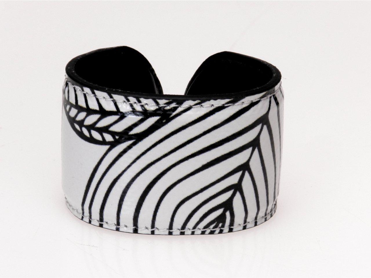 WOMAN BRACELET BLACK AND WHITE LEAF FANTASY. - Limited Edition Paul Meccanico