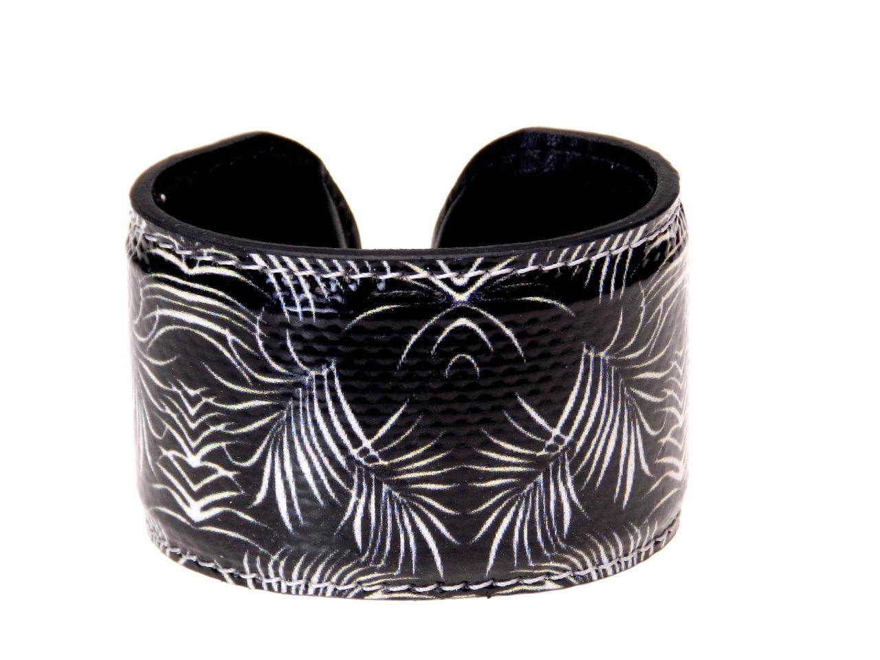 WOMAN BRACELET BLACK AND WHITE WITH PALM FANTASY. - Paul Meccanico