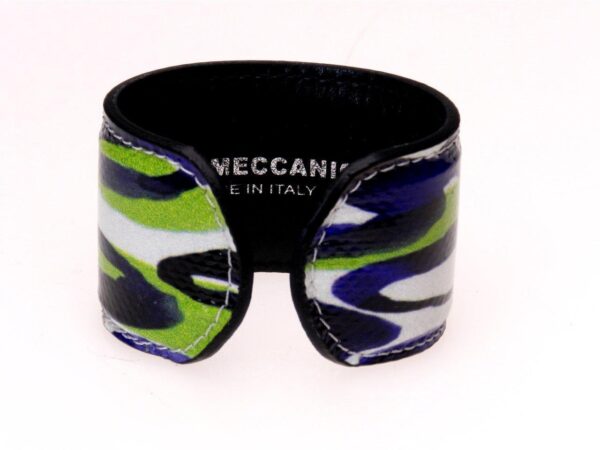 WOMAN BRACELET GREEN, BLUE AND WHITE COLOURS WITH ABSTRACT FANTASY. - Paul Meccanico