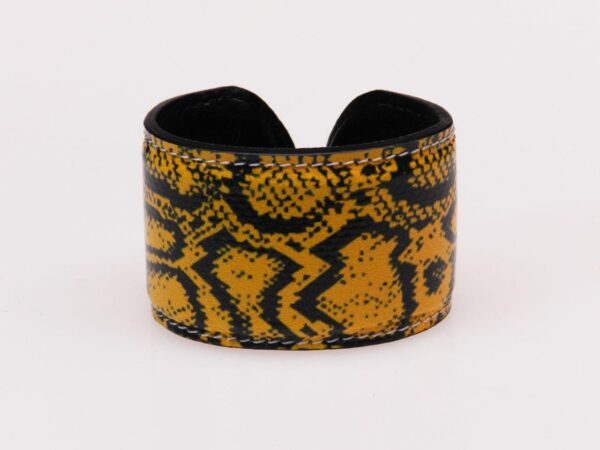 WOMAN BRACELET YELLOW AND BLACK COLOURS PYTHONED. - Paul Meccanico