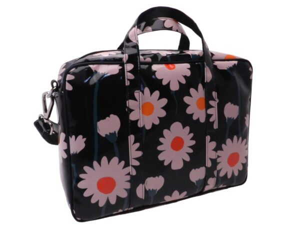 WOMAN BRIEFCASE BLACK COLOUR FLORAL FANTASY. KART MODEL MADE OF LORRY TARPAULIN. - Limited Edition Paul Meccanico