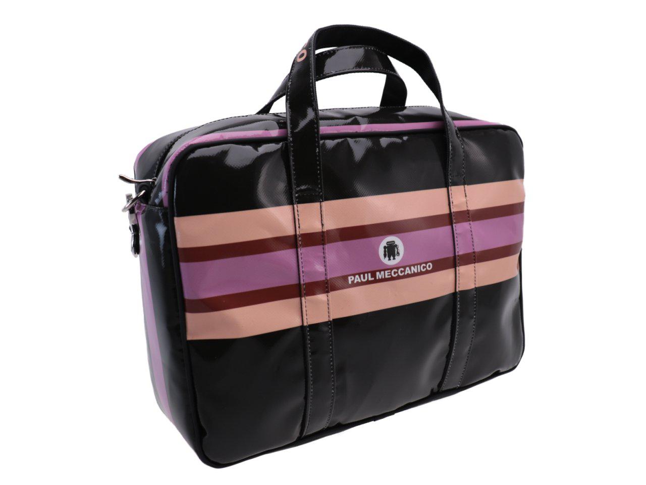 WOMAN BRIEFCASE BLACK COLOUR. KART MODEL MADE OF LORRY TARPAULIN. - Limited Edition Paul Meccanico