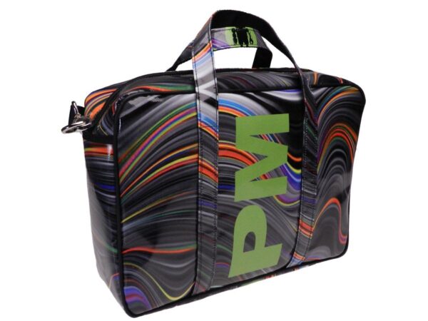 WOMAN BRIEFCASE BLACK COLOUR OPTICAL FANTASY. KART MODEL MADE OF LORRY TARPAULIN. - Limited Edition Paul Meccanico