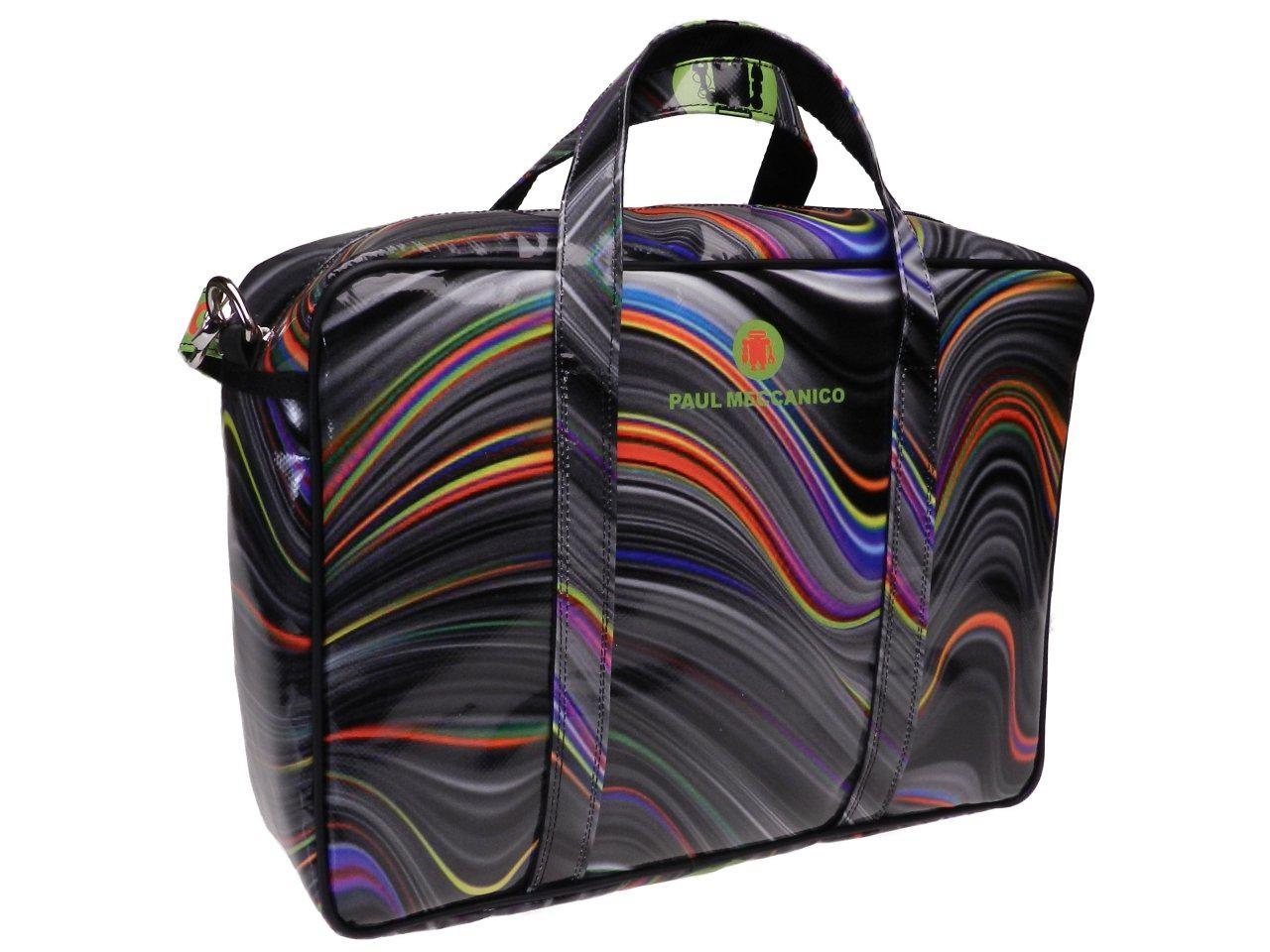 WOMAN BRIEFCASE BLACK COLOUR OPTICAL FANTASY. KART MODEL MADE OF LORRY TARPAULIN. - Limited Edition Paul Meccanico