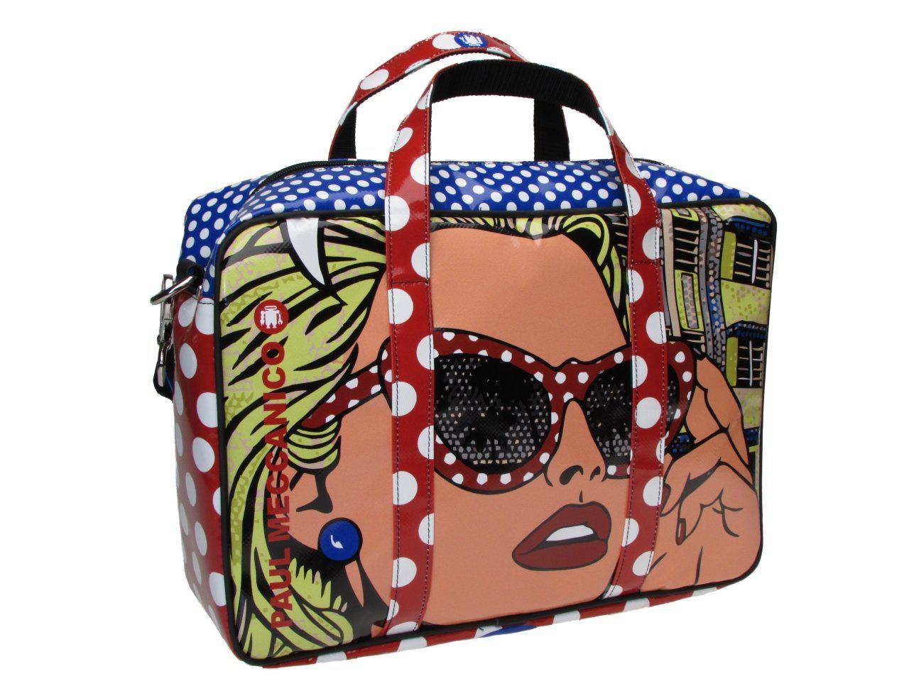 WOMAN BRIEFCASE CARTOON STYLE. KART MODEL MADE OF LORRY TARPAULIN. - Limited Edition Paul Meccanico