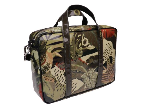WOMAN BRIEFCASE GREEN COLOUR JUNGLE FANTASY. KART MODEL MADE OF LORRY TARPAULIN. - Limited Edition Paul Meccanico