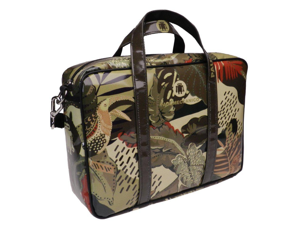 WOMAN BRIEFCASE GREEN COLOUR JUNGLE FANTASY. KART MODEL MADE OF LORRY TARPAULIN. - Limited Edition Paul Meccanico