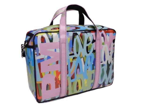 WOMAN BRIEFCASE MULTICOLOR "LOVE". KART MODEL MADE OF LORRY TARPAULIN. - Limited Edition Paul Meccanico