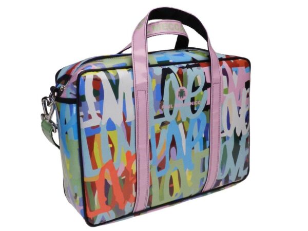 WOMAN BRIEFCASE MULTICOLOR "LOVE". KART MODEL MADE OF LORRY TARPAULIN. - Limited Edition Paul Meccanico