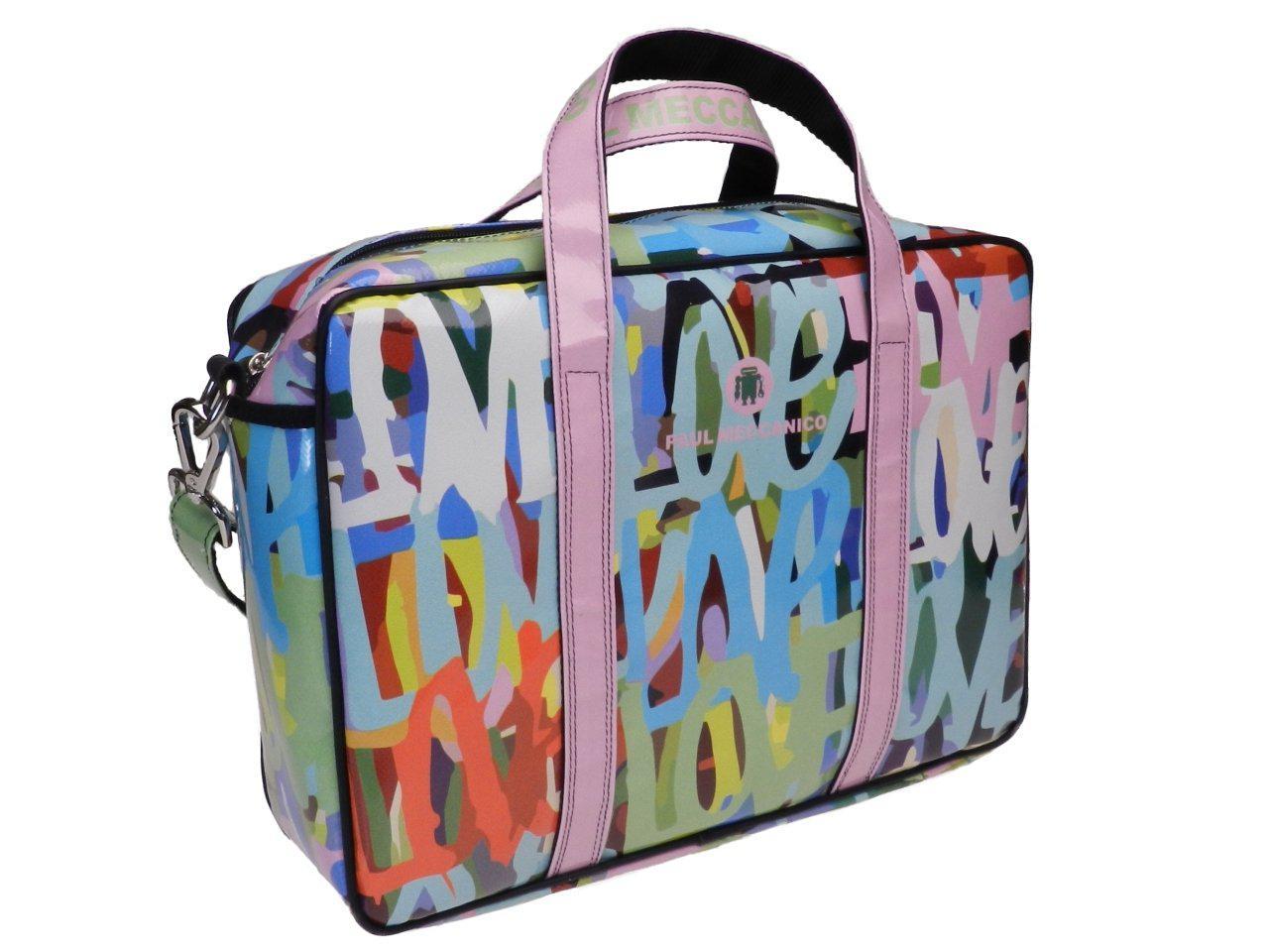 WOMAN BRIEFCASE MULTICOLOR "LOVE". KART MODEL MADE OF LORRY TARPAULIN. - Limited Edition Paul Meccanico