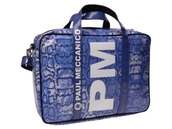 WOMAN BRIEFCASE OFF WHITE COLOUR WITH BUTTERFLIES PRINT. KART MODEL MADE OF LORRY TARPAULIN. - Limited Edition Paul Meccanico