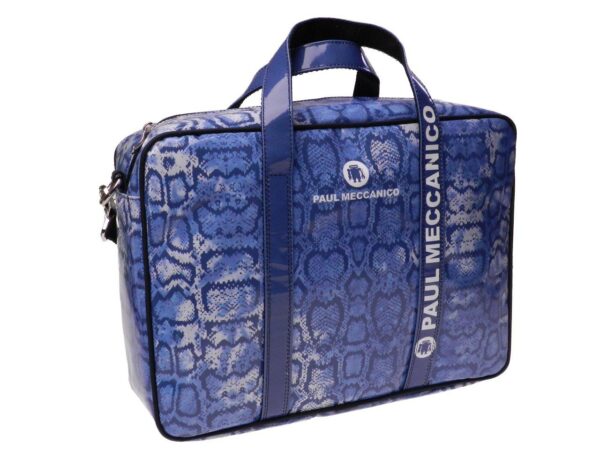 WOMAN BRIEFCASE OFF WHITE COLOUR WITH BUTTERFLIES PRINT. KART MODEL MADE OF LORRY TARPAULIN. - Limited Edition Paul Meccanico