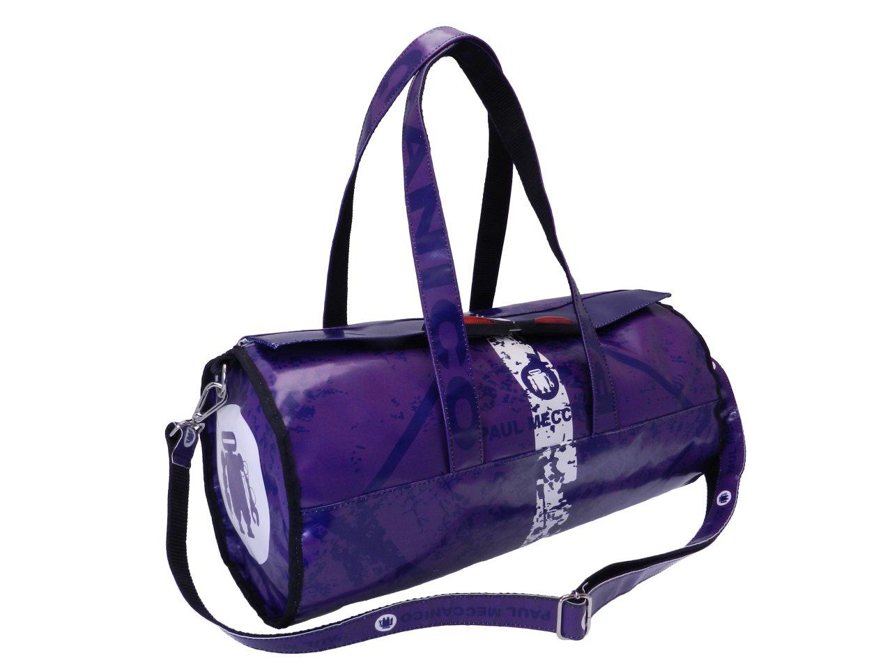 WOMAN SPORT BAG VIOLET COLOR. ROLLING MODEL MADE OF LORRY TARPAULIN. - Unique Pieces Paul Meccanico