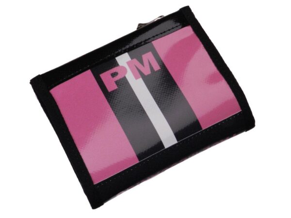 WOMAN WALLET BLACK AND FUXIA COLOURS. MODEL TOK MADE OF LORRY TARPAULIN. - Paul Meccanico