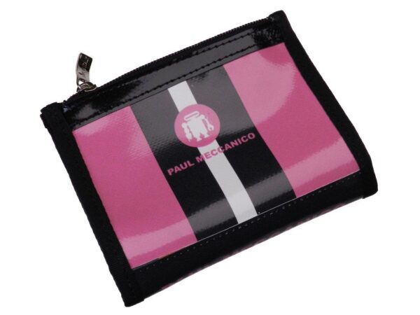 WOMAN WALLET BLACK AND FUXIA COLOURS. MODEL TOK MADE OF LORRY TARPAULIN. - Paul Meccanico