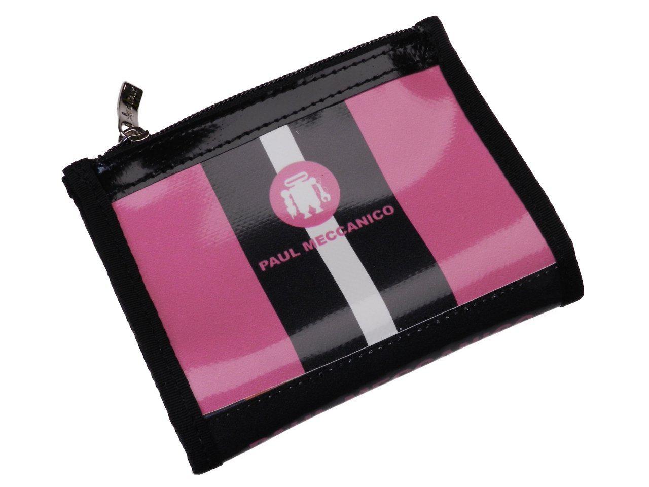 WOMAN WALLET BLACK AND FUXIA COLOURS. MODEL TOK MADE OF LORRY TARPAULIN. - Paul Meccanico