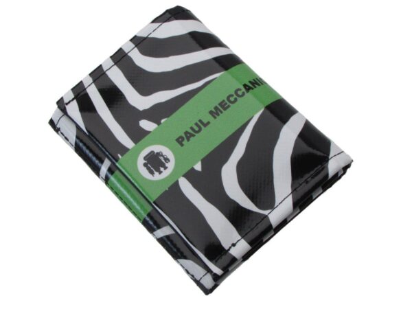 WOMAN WALLET BLACK AND WHITE COLOURS ANIMALIER FANTASY. MODEL TREK MADE OF LORRY TARPAULIN. - Paul Meccanico