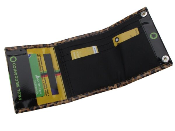 WOMAN WALLET BROWN AND BEIGE COLOURS ANIMALIER FANTASY. MODEL TREK MADE OF LORRY TARPAULIN. - Paul Meccanico