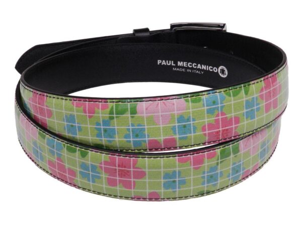 WOMAN'S APPLE GREEN BELT PAUL MECCANICO FLOREAL FANTASY MADE OF LORRY TARPAULIN - Paul Meccanico