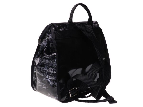 WOMEN'S "BACK BAG" BLACK AND WHITE WITH GRAPHITE FANTASY. MODEL PULP MADE OF LORRY TARPAULIN. - Limited Edition Paul Meccanico