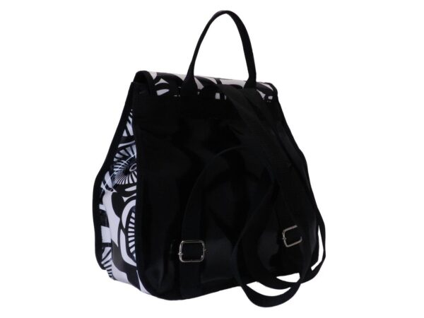 WOMAN'S BACKPACK BLACK AND WHITE. PULP MODEL MADE OF LORRY TARPAULIN. - Limited Edition Paul Meccanico