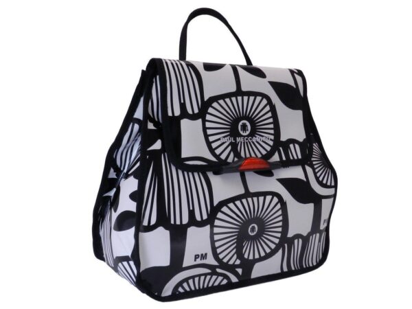 WOMAN'S BACKPACK BLACK AND WHITE. PULP MODEL MADE OF LORRY TARPAULIN. - Limited Edition Paul Meccanico