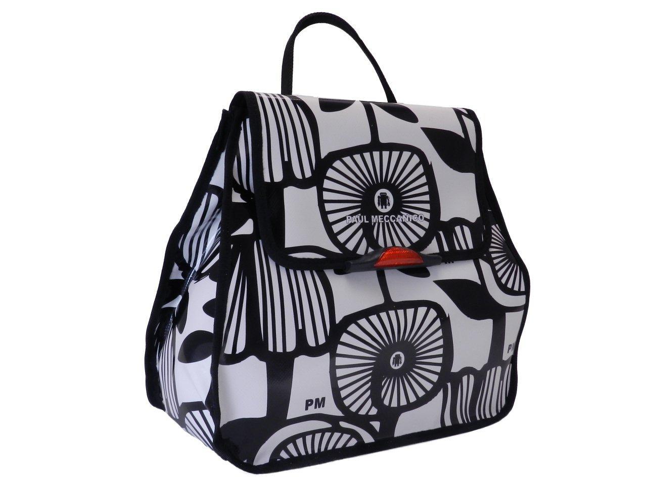 WOMAN'S BACKPACK BLACK AND WHITE. PULP MODEL MADE OF LORRY TARPAULIN. - Limited Edition Paul Meccanico