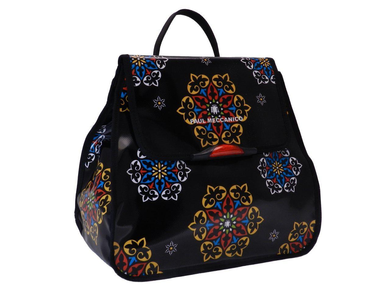 WOMAN'S BACKPACK BLACK MANDALA FANTASY. PULP MODEL MADE OF LORRY TARPAULIN. - Limited Edition Paul Meccanico