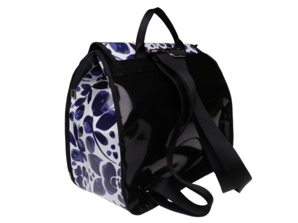 WOMAN'S BACKPACK BLUE AND WHITE COLOURS MAJOLICA FANTASY. PULP MODEL MADE OF LORRY TARPAULIN. - Limited Edition Paul Meccanico