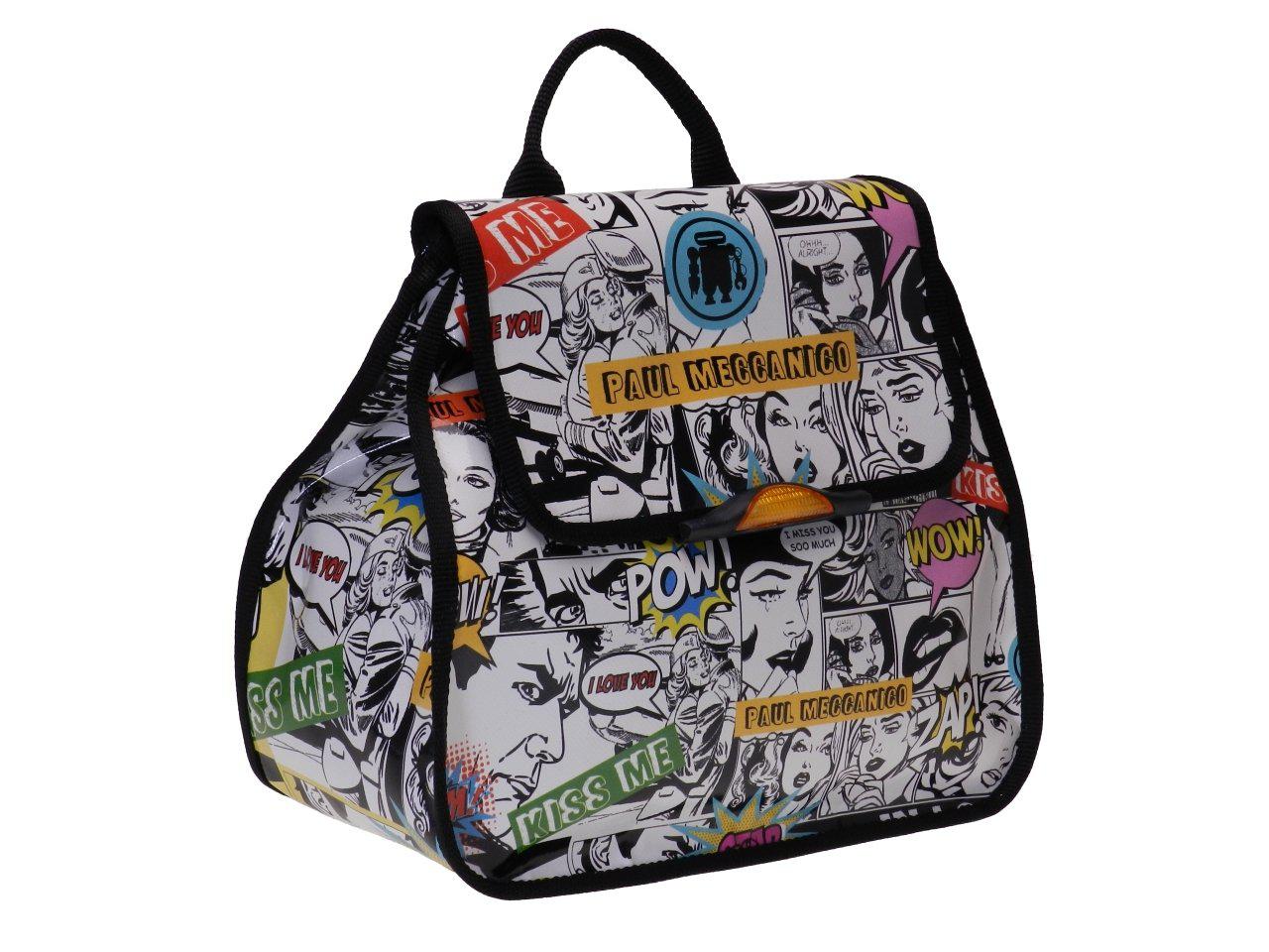 WOMAN'S BACKPACK CARTOON STYLE. PULP MODEL MADE OF LORRY TARPAULIN. - Limited Edition Paul Meccanico