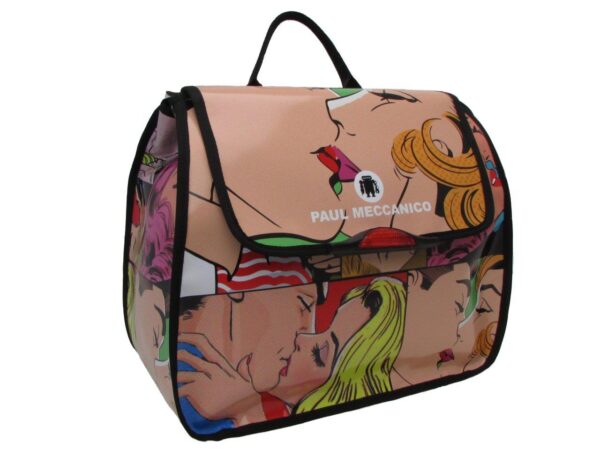WOMAN'S BACKPACK CARTOON STYLE. PULP MODEL MADE OF LORRY TARPAULIN. - Limited Edition Paul Meccanico