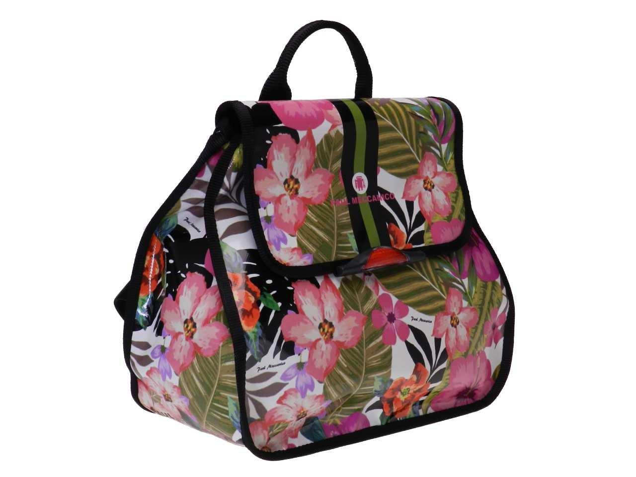 WOMAN'S BACKPACK FLORAL FANTASY. PULP MODEL MADE OF LORRY TARPAULIN. - Limited Edition Paul Meccanico