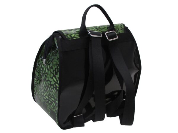 WOMAN'S BACKPACK GREEN COLOUR CAMOUFLAGE FANTASY. PULP MODEL MADE OF LORRY TARPAULIN. - Limited Edition Paul Meccanico