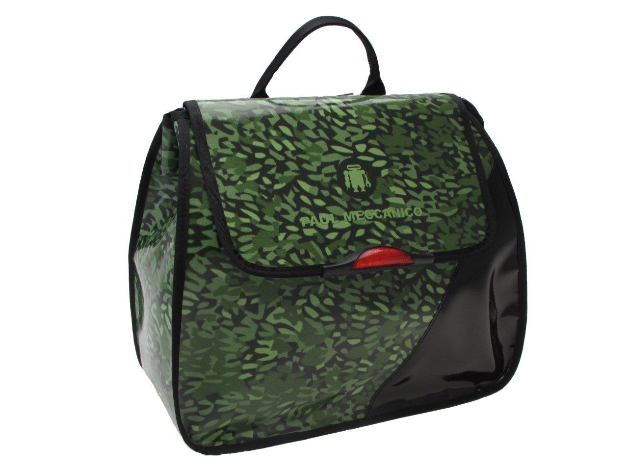 WOMAN'S BACKPACK GREEN COLOUR CAMOUFLAGE FANTASY. PULP MODEL MADE OF LORRY TARPAULIN. - Limited Edition Paul Meccanico