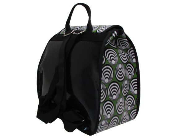 WOMAN'S BACKPACK GREEN, WHITE AND BLACK COLOURS OPTICAL FANTASY. PULP MODEL MADE OF LORRY TARPAULIN. - Limited Edition Paul Meccanico