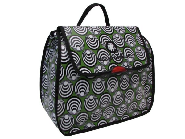 WOMAN'S BACKPACK GREEN, WHITE AND BLACK COLOURS OPTICAL FANTASY. PULP MODEL MADE OF LORRY TARPAULIN. - Limited Edition Paul Meccanico