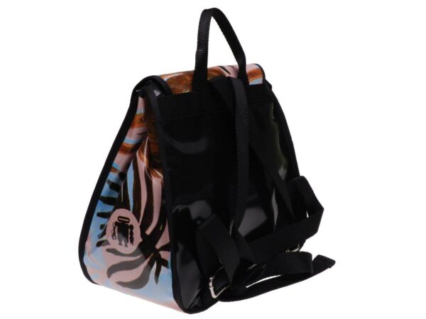 WOMAN'S BACKPACK PINK AND LIGHT BLUE COLOURS FLORAL FANTASY. PULP MODEL MADE OF LORRY TARPAULIN. - Limited Edition Paul Meccanico