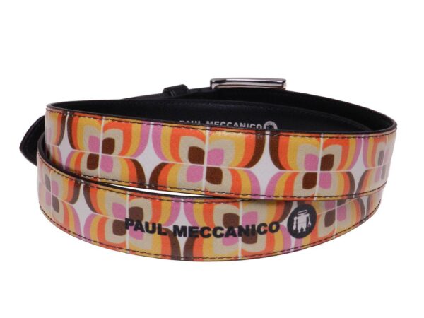 WOMAN'S BELT BEIGE, YELLOW AND PINK COLOURS MAJOLICA FANTASY MADE OF LORRY TARPAULIN. - Paul Meccanico
