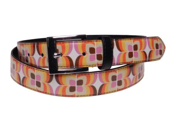WOMAN'S BELT BEIGE, YELLOW AND PINK COLOURS MAJOLICA FANTASY MADE OF LORRY TARPAULIN. - Paul Meccanico