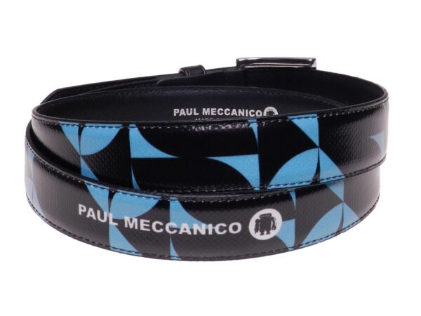 WOMAN'S BELT BLACK AND GREEN COLOURS GEOMETRIC FANTASY MADE OF LORRY TARPAULIN. - Paul Meccanico
