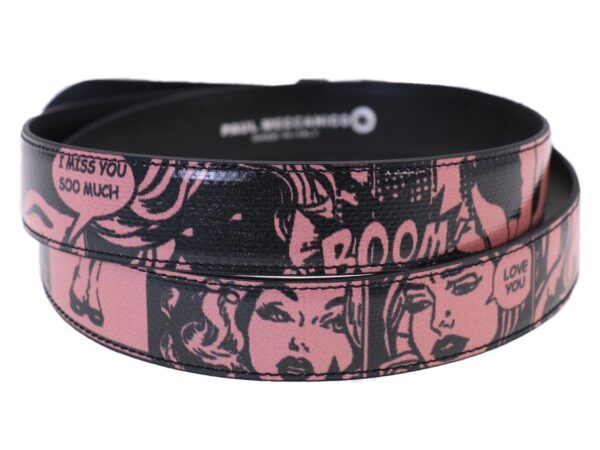 WOMAN'S BELT BLACK AND PINK CARTOON STYLE MADE OF LORRY TARPAULIN - Unique Pieces Paul Meccanico