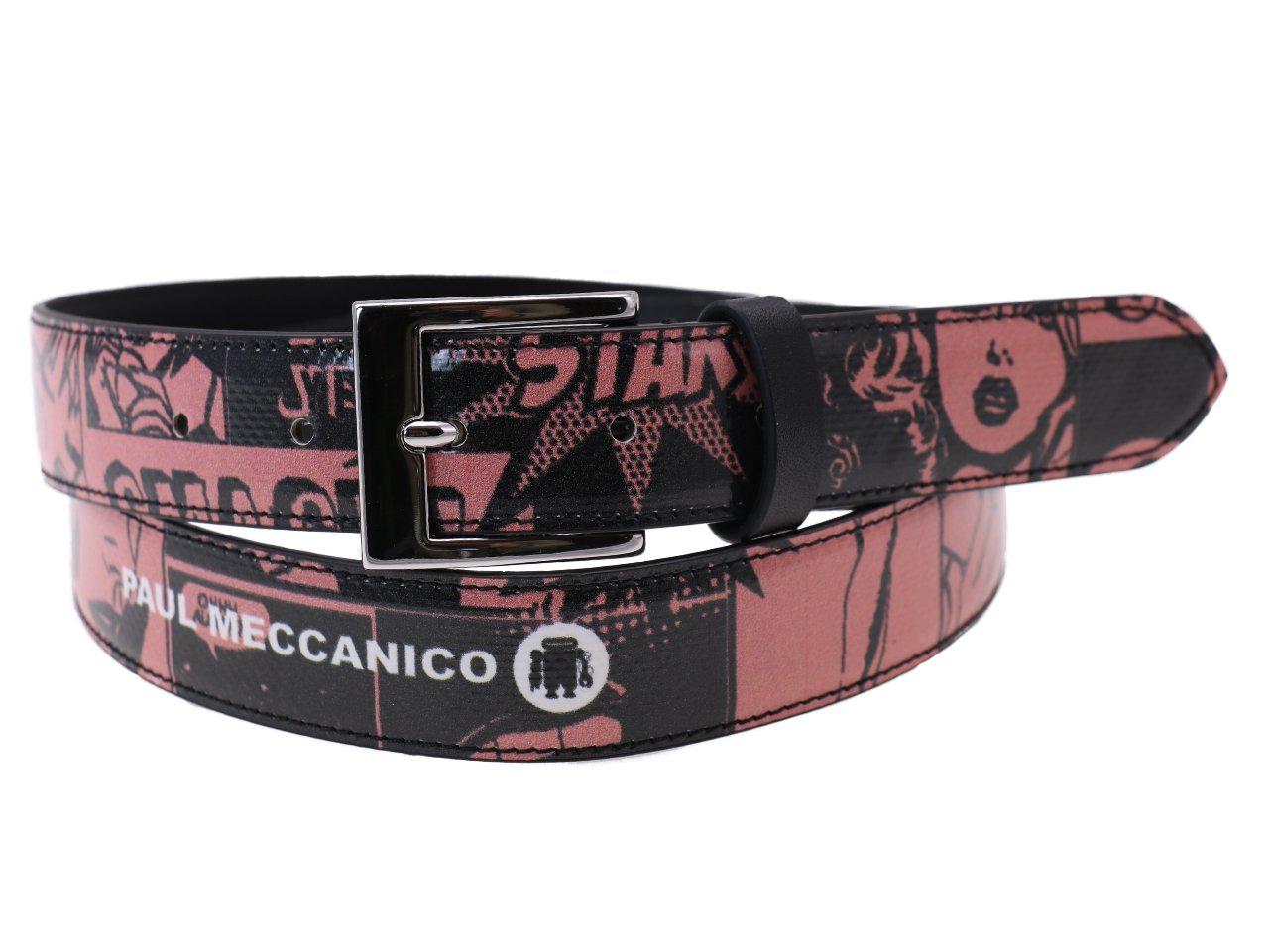WOMAN'S BELT BLACK AND PINK CARTOON STYLE MADE OF LORRY TARPAULIN - Unique Pieces Paul Meccanico