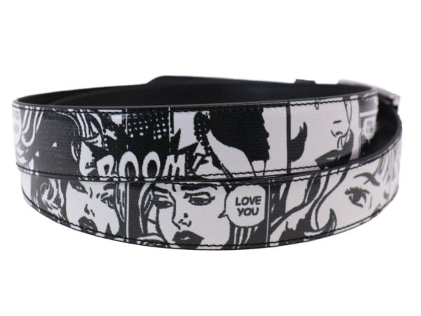 WOMAN'S BELT BLACK AND WHITE COLOURS CARTOON STYLE MADE OF LORRY TARPAULIN - Unique Pieces Paul Meccanico