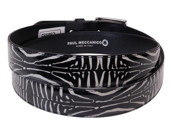 WOMAN'S BELT BLACK AND WHITE COLOURS ETHNIC FANTASY MADE OF LORRY TARPAULIN - Paul Meccanico